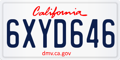 CA license plate 6XYD646