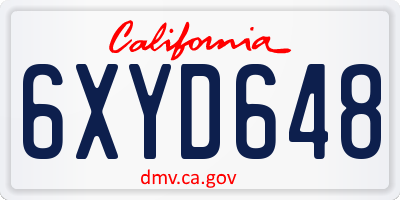 CA license plate 6XYD648