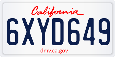 CA license plate 6XYD649
