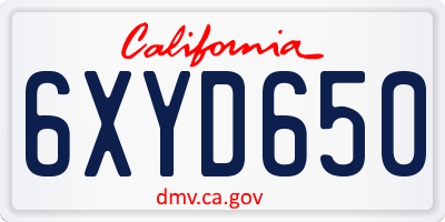 CA license plate 6XYD650