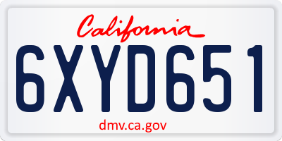 CA license plate 6XYD651