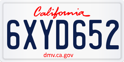 CA license plate 6XYD652