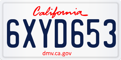 CA license plate 6XYD653