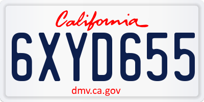 CA license plate 6XYD655