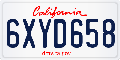 CA license plate 6XYD658
