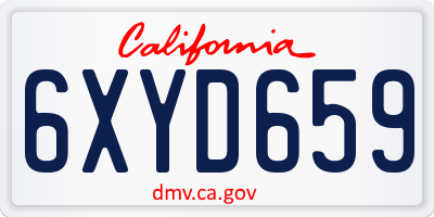 CA license plate 6XYD659