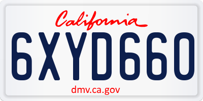 CA license plate 6XYD660