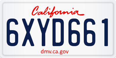 CA license plate 6XYD661