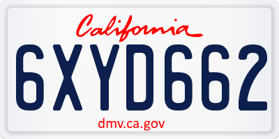 CA license plate 6XYD662