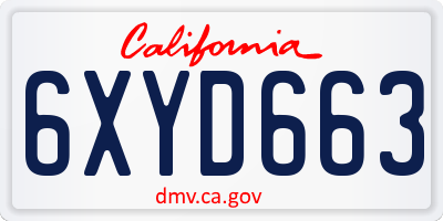 CA license plate 6XYD663