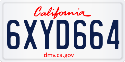 CA license plate 6XYD664