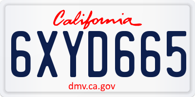 CA license plate 6XYD665