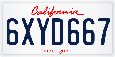 CA license plate 6XYD667