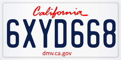 CA license plate 6XYD668