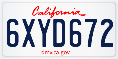 CA license plate 6XYD672