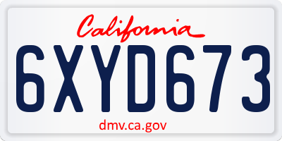 CA license plate 6XYD673
