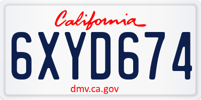 CA license plate 6XYD674