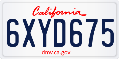 CA license plate 6XYD675