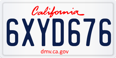 CA license plate 6XYD676