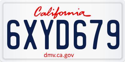 CA license plate 6XYD679