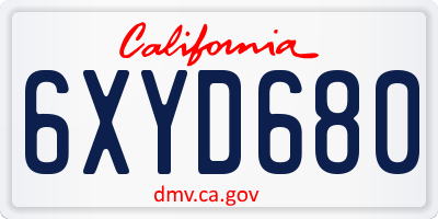 CA license plate 6XYD680