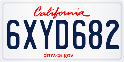 CA license plate 6XYD682