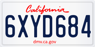CA license plate 6XYD684