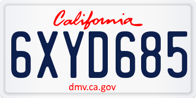 CA license plate 6XYD685