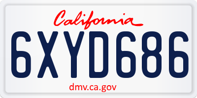 CA license plate 6XYD686