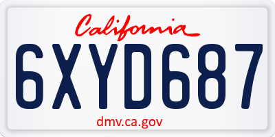 CA license plate 6XYD687