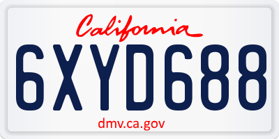 CA license plate 6XYD688