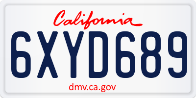 CA license plate 6XYD689