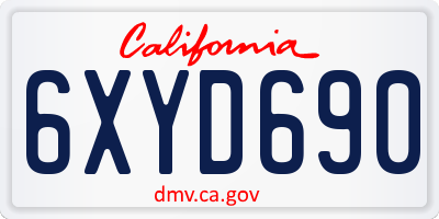 CA license plate 6XYD690