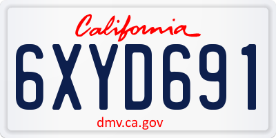 CA license plate 6XYD691