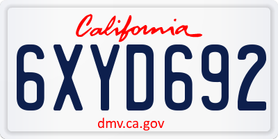 CA license plate 6XYD692