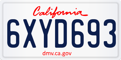 CA license plate 6XYD693
