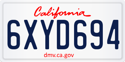 CA license plate 6XYD694