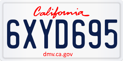 CA license plate 6XYD695