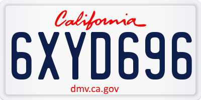 CA license plate 6XYD696