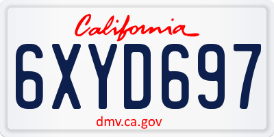 CA license plate 6XYD697