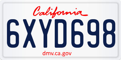 CA license plate 6XYD698