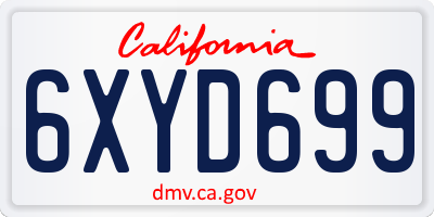 CA license plate 6XYD699