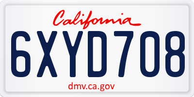 CA license plate 6XYD708
