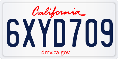 CA license plate 6XYD709