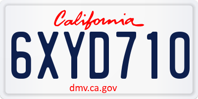CA license plate 6XYD710