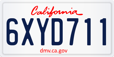 CA license plate 6XYD711