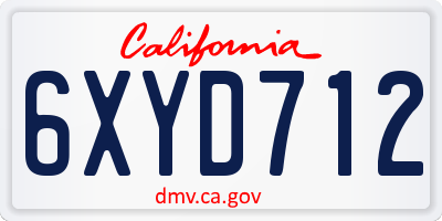 CA license plate 6XYD712
