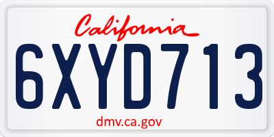 CA license plate 6XYD713