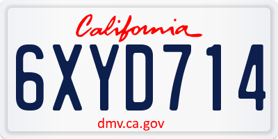 CA license plate 6XYD714