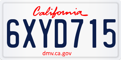 CA license plate 6XYD715